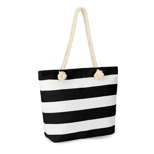 AFKOMST Canvas Shoulder Bag for Women Waterproof Beach Bag Striped Tote bag with Top Zip Closure | Waterproof