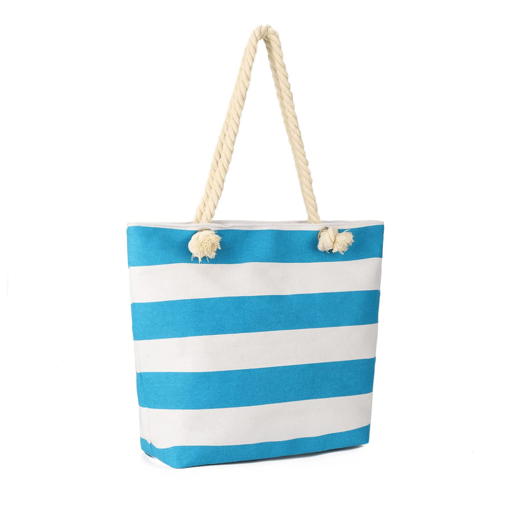 AFKOMST Canvas Shoulder Bag for Women Waterproof Beach Bag Striped Tote bag with Top Zip Closure | Waterproof