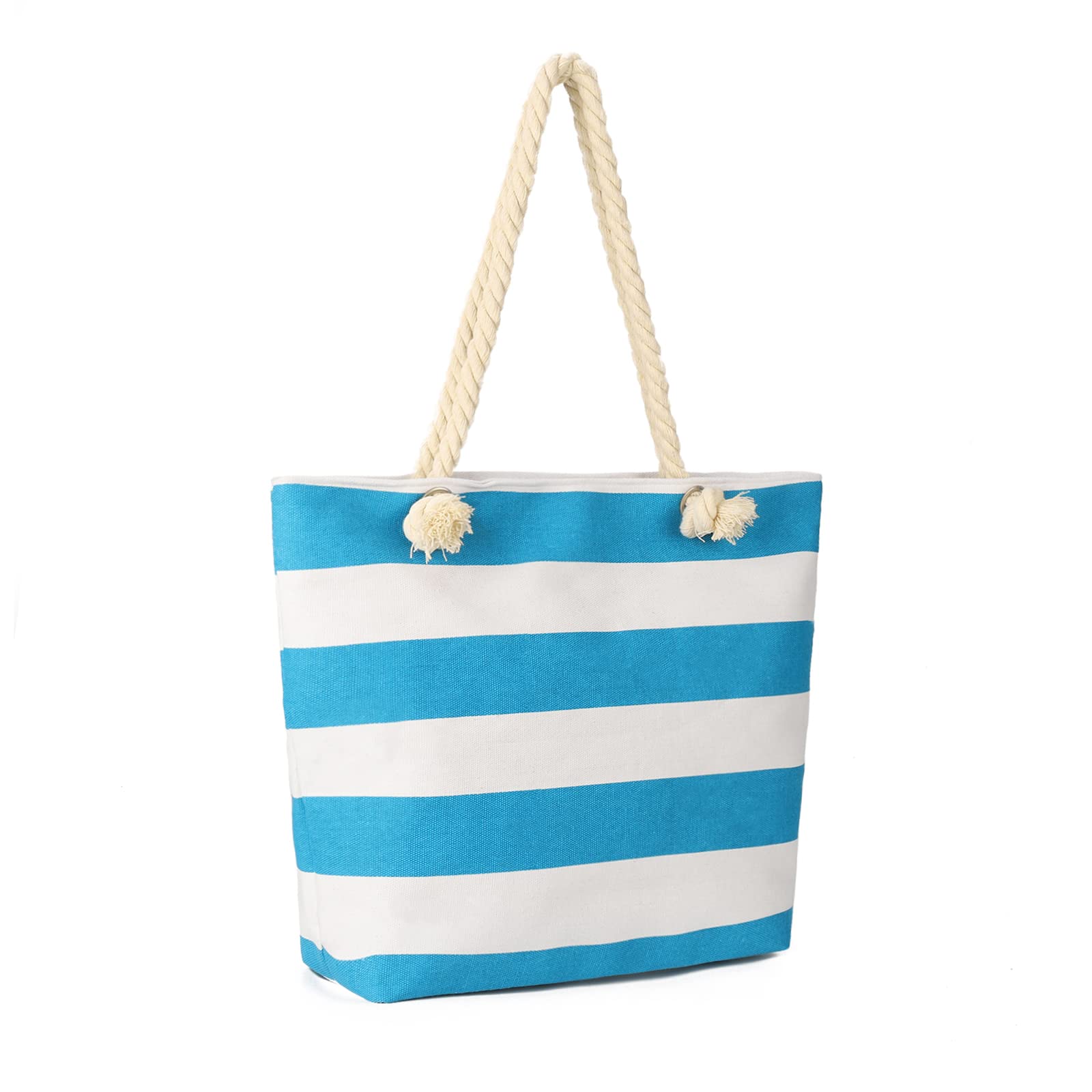 AFKOMST Canvas Shoulder Bag for Women Waterproof Beach Bag Striped Tote bag with Top Zip Closure | Waterproof