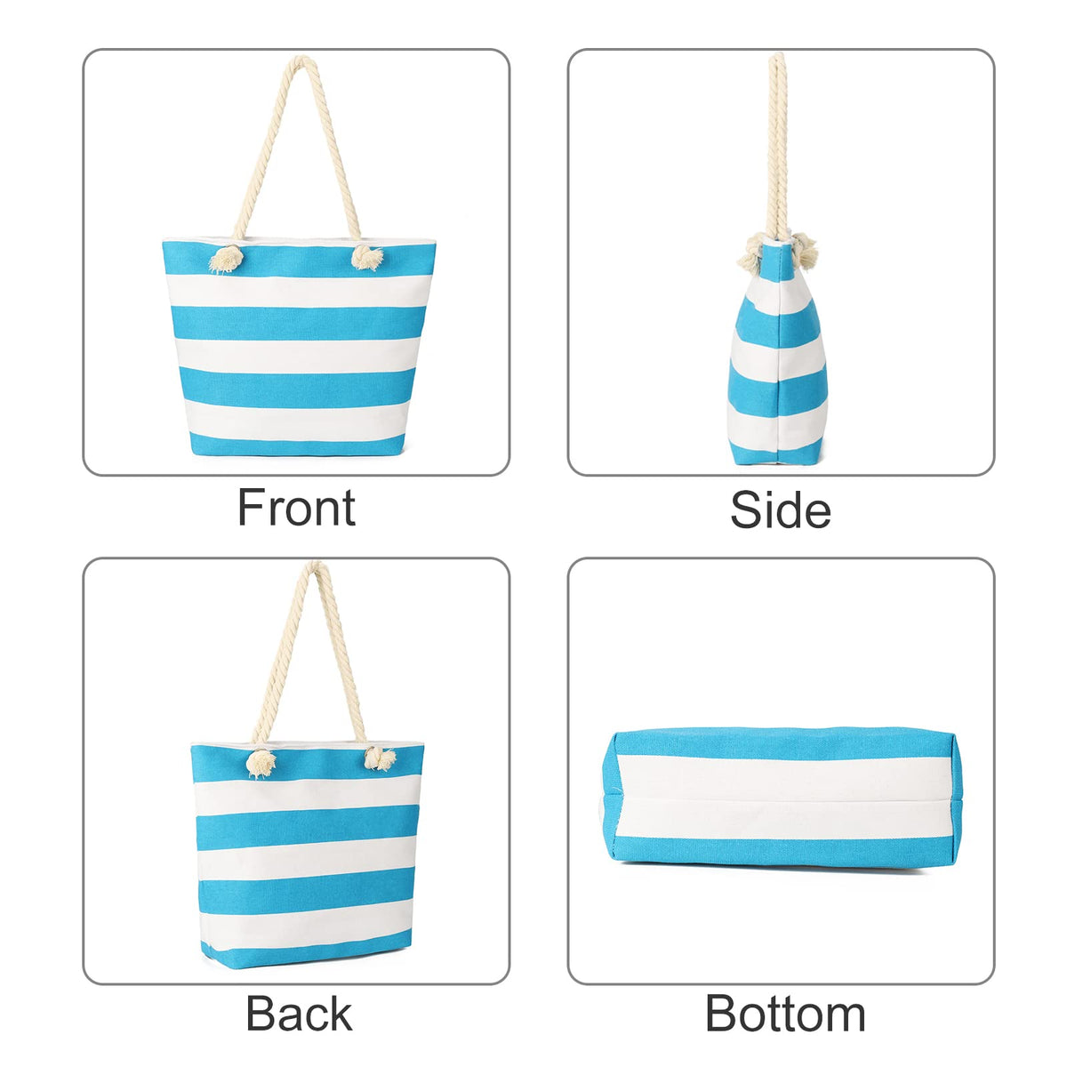 AFKOMST Canvas Shoulder Bag for Women Waterproof Beach Bag Striped Tote bag with Top Zip Closure | Waterproof