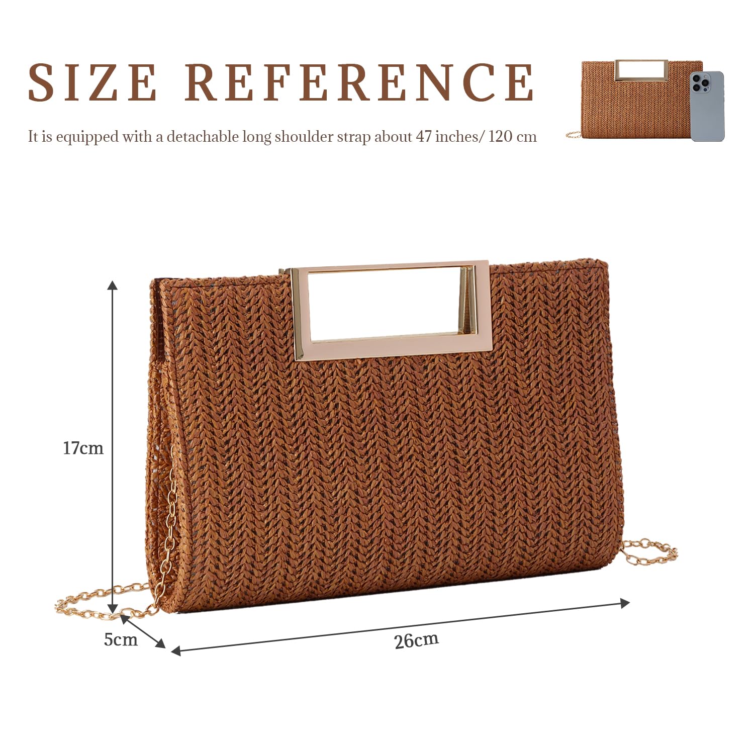 LHHMZ Top Handle Straw Clutch for Women Summer Clutch Straw Evening Bag Raffia Shoulder Bag Woven Beach Clutch