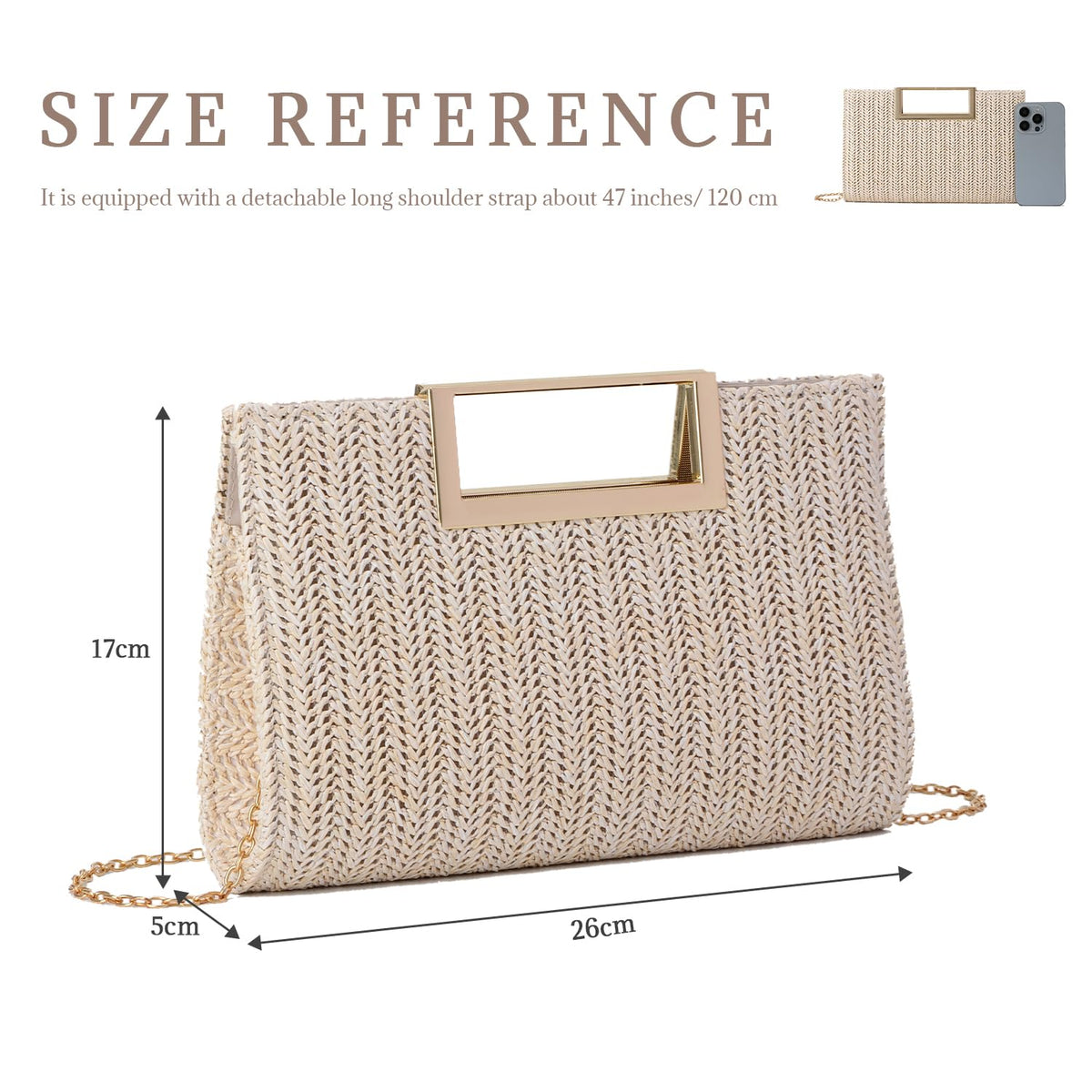 LHHMZ Top Handle Straw Clutch for Women Summer Clutch Straw Evening Bag Raffia Shoulder Bag Woven Beach Clutch