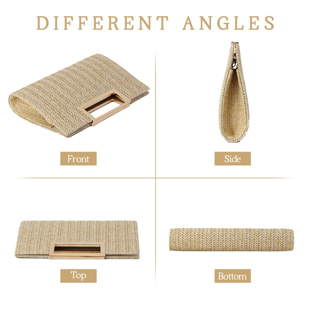 LHHMZ Top Handle Straw Clutch for Women Summer Clutch Straw Evening Bag Raffia Shoulder Bag Woven Beach Clutch