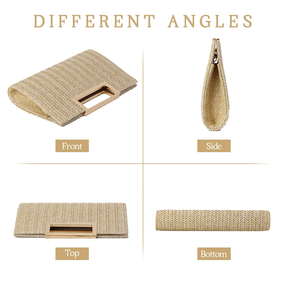 LHHMZ Top Handle Straw Clutch for Women Summer Clutch Straw Evening Bag Raffia Shoulder Bag Woven Beach Clutch