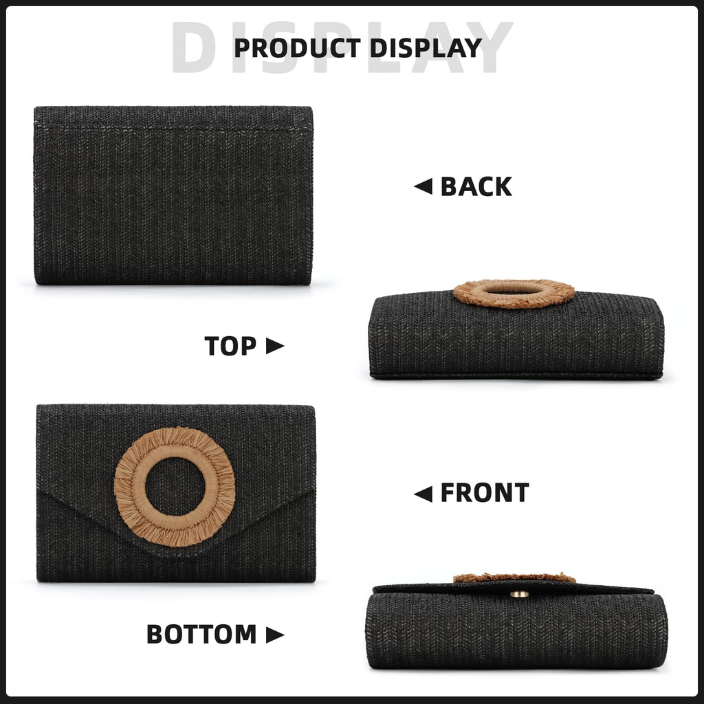 Straw Clutch Purses for Women Woven Evening Bag Summer Beach Bag for Party Weeding Vacation