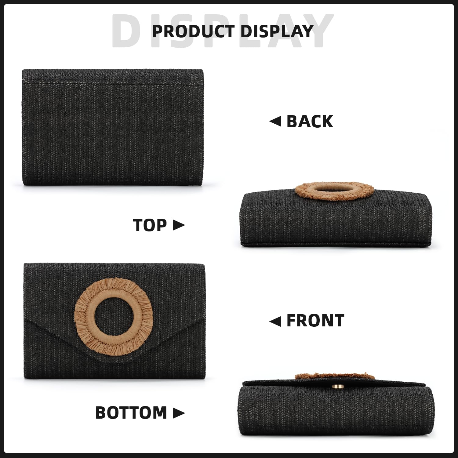 Straw Clutch Purses for Women Woven Evening Bag Summer Beach Bag for Party Weeding Vacation