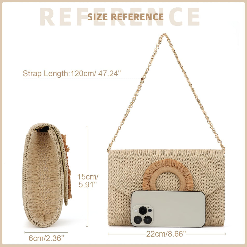 Straw Clutch Purses for Women Woven Evening Bag Summer Beach Bag for Party Weeding Vacation
