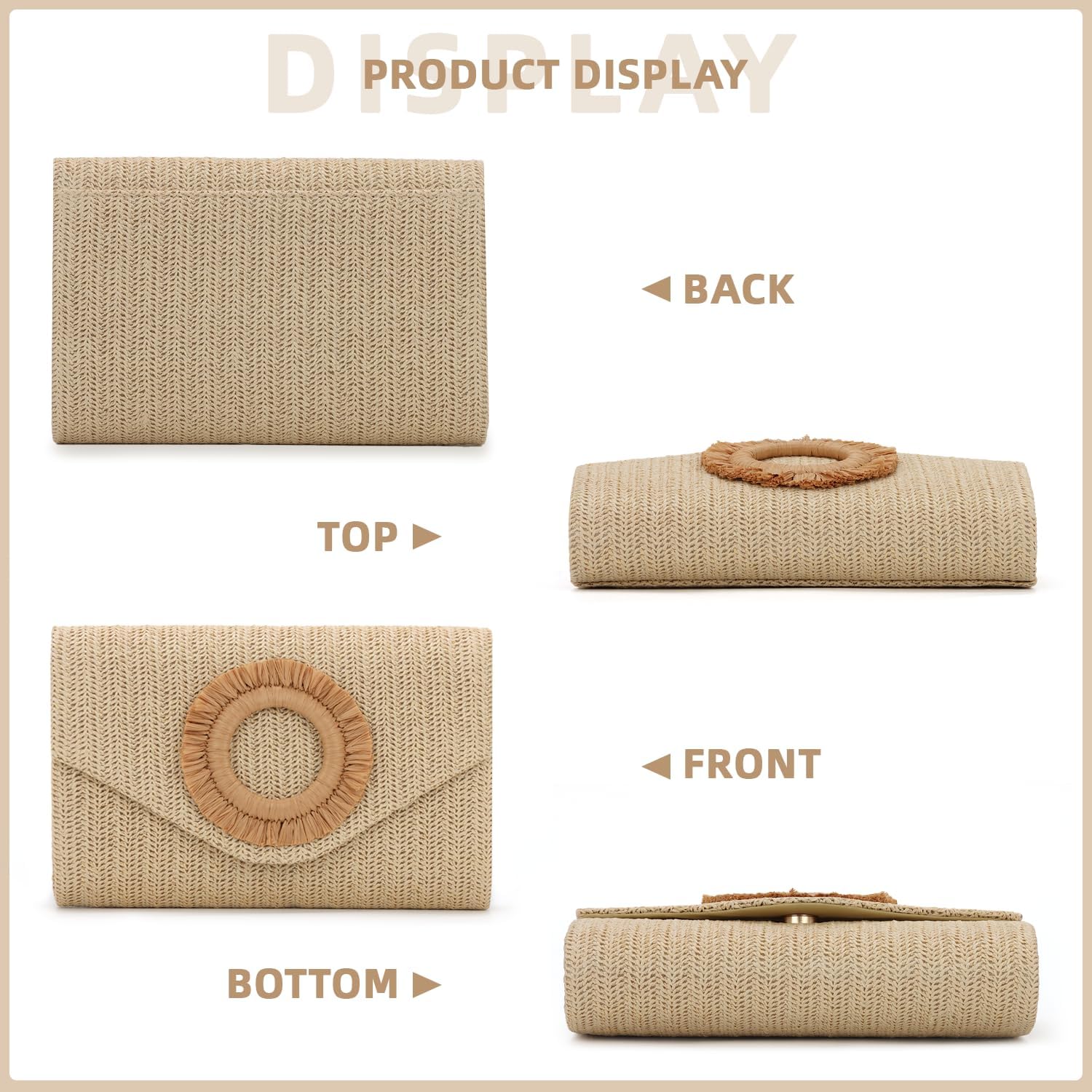 Straw Clutch Purses for Women Woven Evening Bag Summer Beach Bag for Party Weeding Vacation
