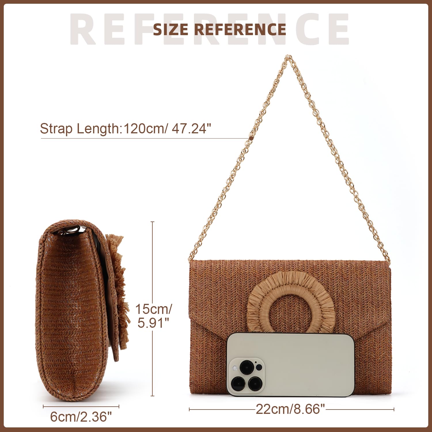 Straw Clutch Purses for Women Woven Evening Bag Summer Beach Bag for Party Weeding Vacation