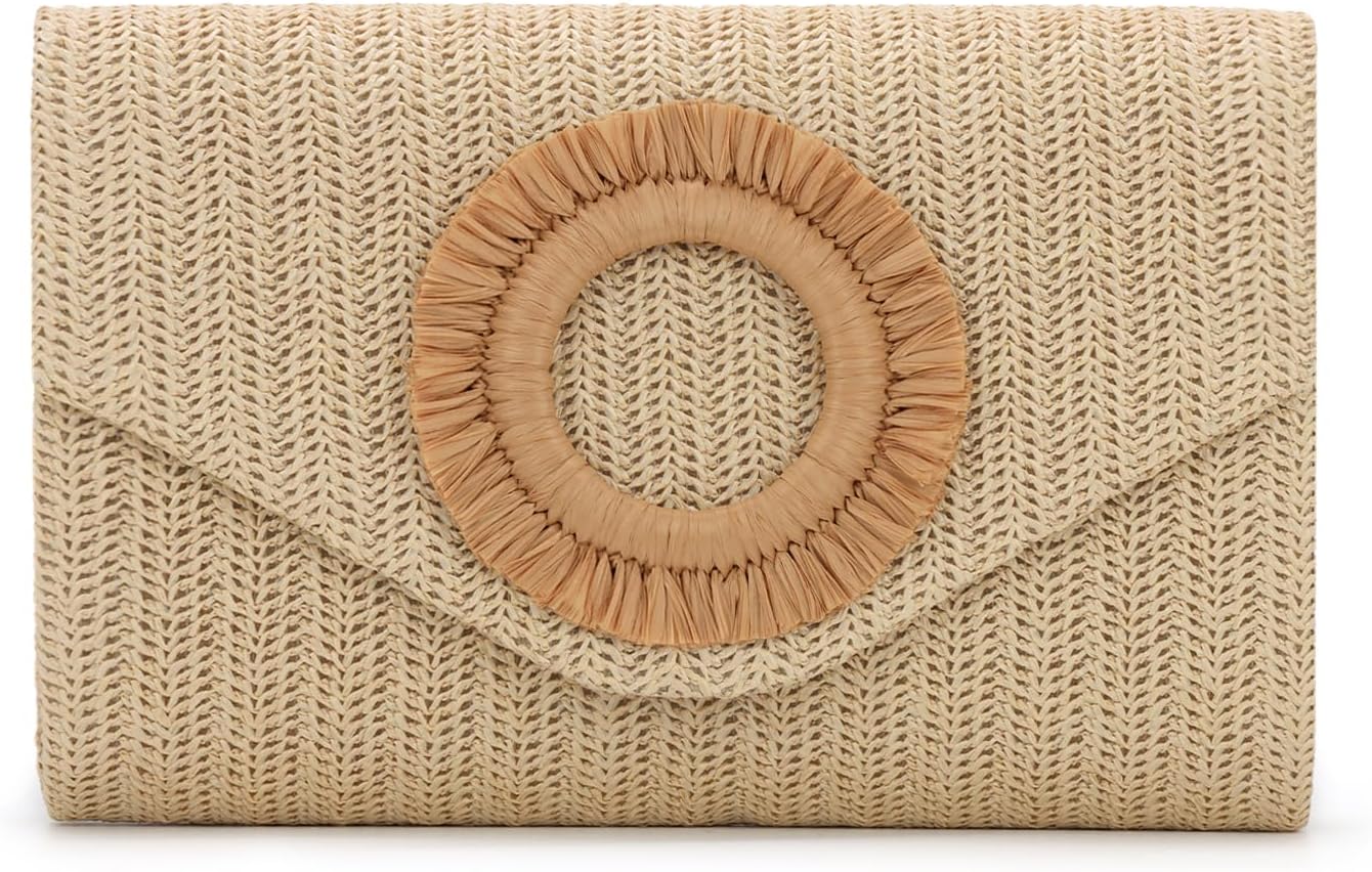 Straw Clutch Purses for Women Woven Evening Bag Summer Beach Bag for Party Weeding Vacation