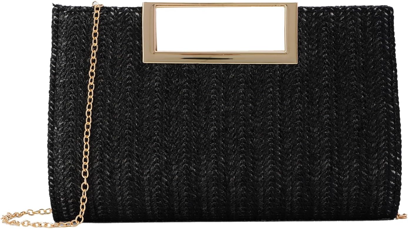 LHHMZ Top Handle Straw Clutch for Women Summer Clutch Straw Evening Bag Raffia Shoulder Bag Woven Beach Clutch