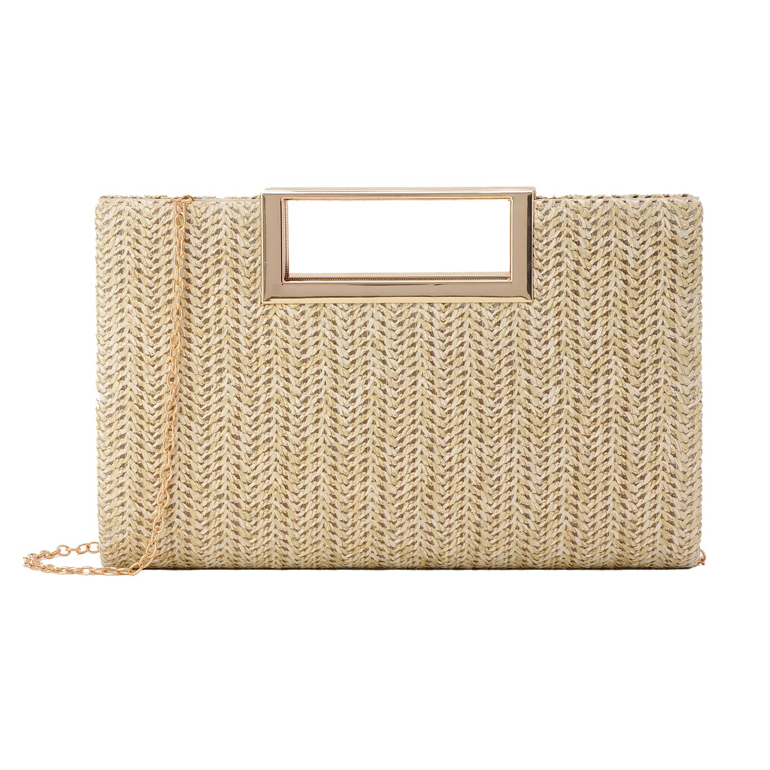 LHHMZ Top Handle Straw Clutch for Women Summer Clutch Straw Evening Bag Raffia Shoulder Bag Woven Beach Clutch