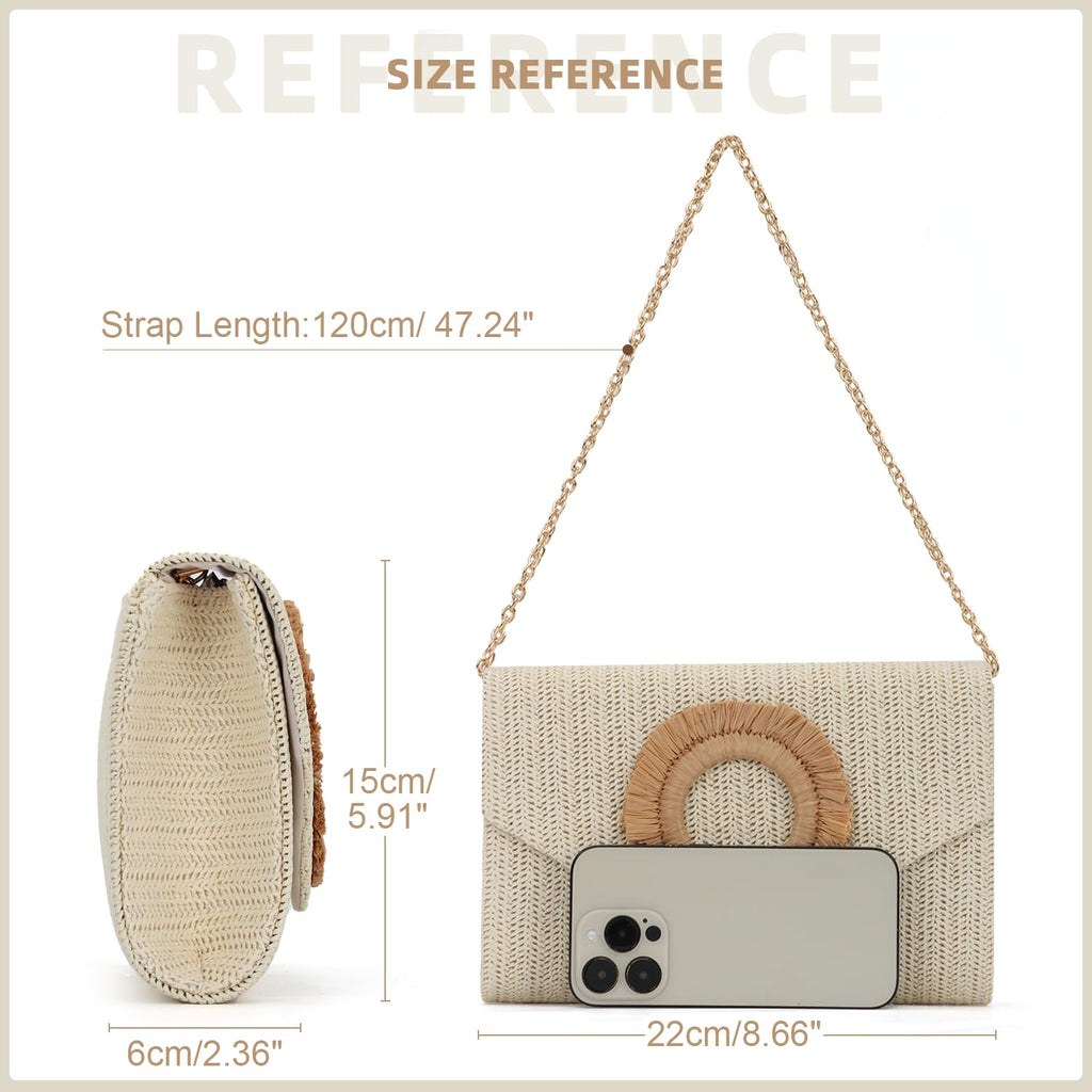 Straw Clutch Purses for Women Woven Evening Bag Summer Beach Bag for Party Weeding Vacation