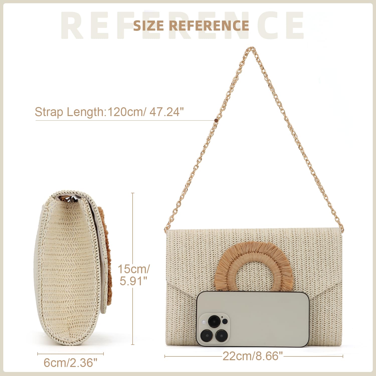 Straw Clutch Purses for Women Woven Evening Bag Summer Beach Bag for Party Weeding Vacation