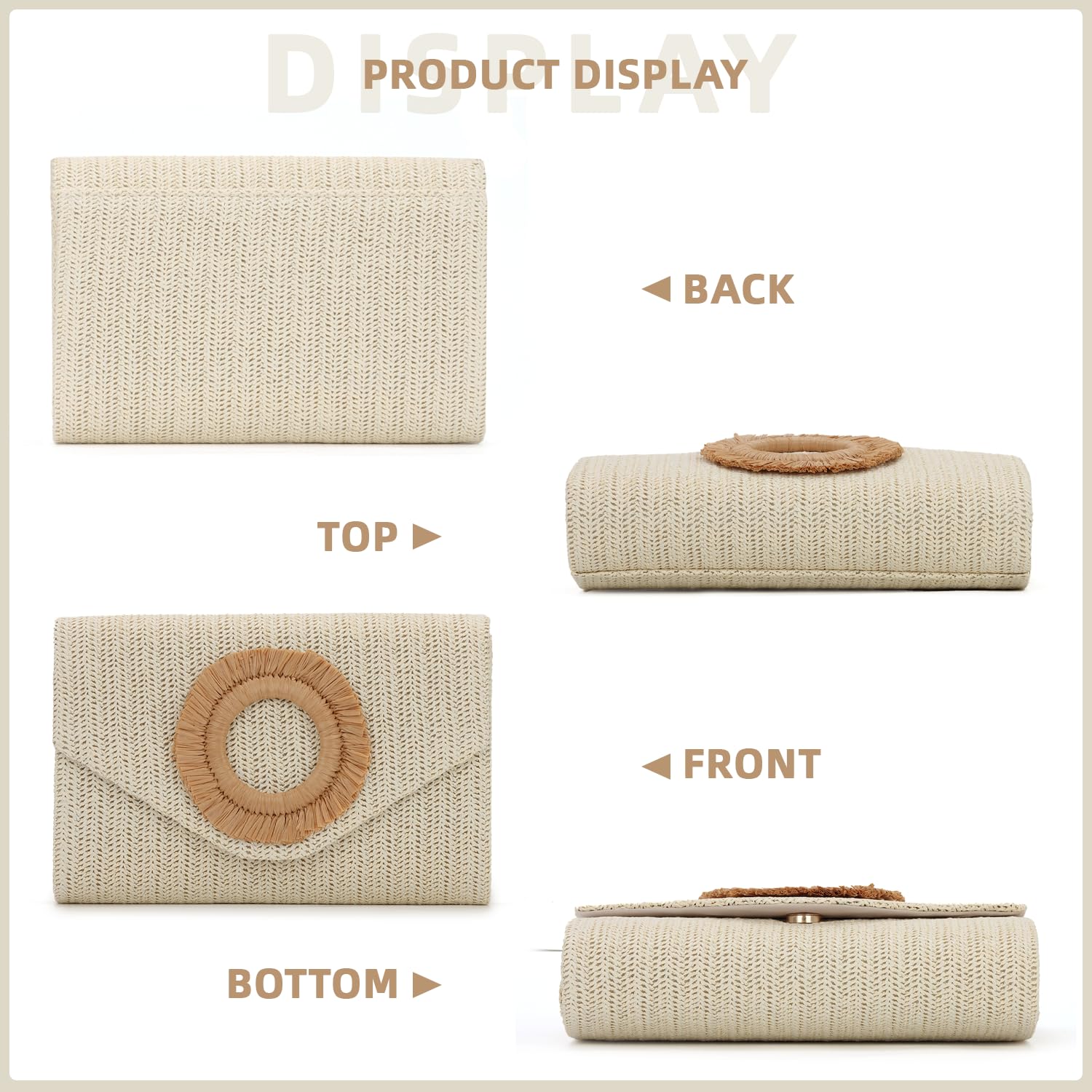 Straw Clutch Purses for Women Woven Evening Bag Summer Beach Bag for Party Weeding Vacation
