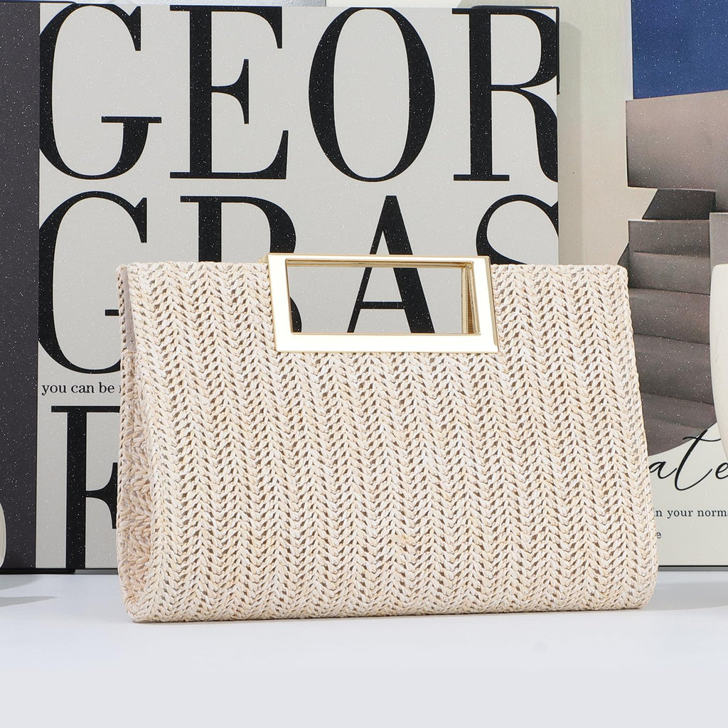LHHMZ Top Handle Straw Clutch for Women Summer Clutch Straw Evening Bag Raffia Shoulder Bag Woven Beach Clutch