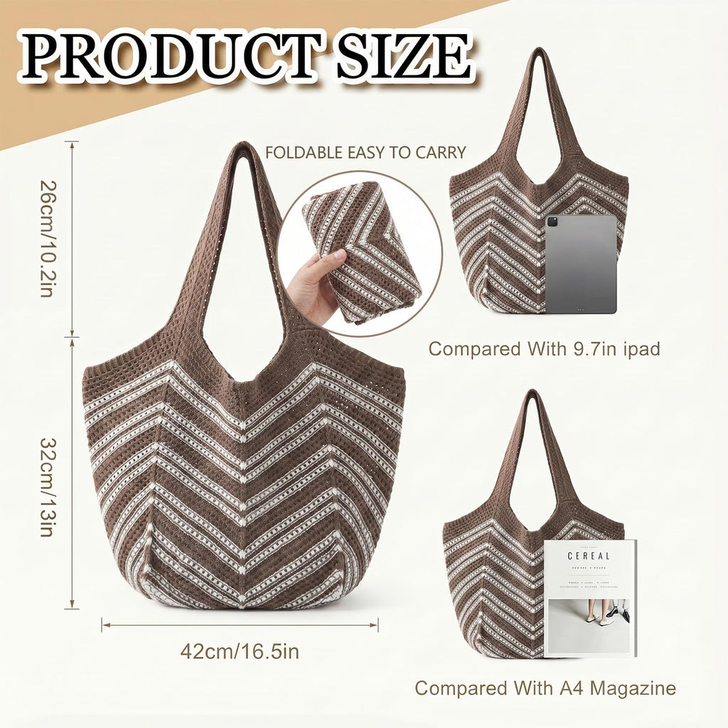 Beach Bags for Women Large Beach Tote Bag Summer Crochet Straw Woven Boho Holiday Shoulder Handbag