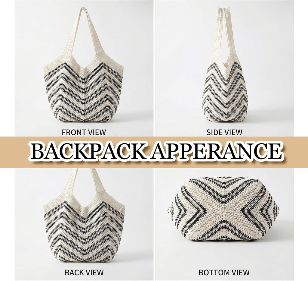 Beach Bags for Women Large Beach Tote Bag Summer Crochet Straw Woven Boho Holiday Shoulder Handbag