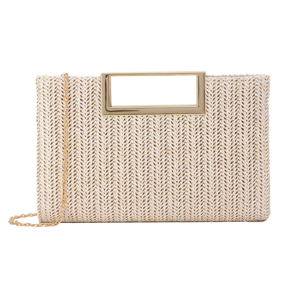 LHHMZ Top Handle Straw Clutch for Women Summer Clutch Straw Evening Bag Raffia Shoulder Bag Woven Beach Clutch