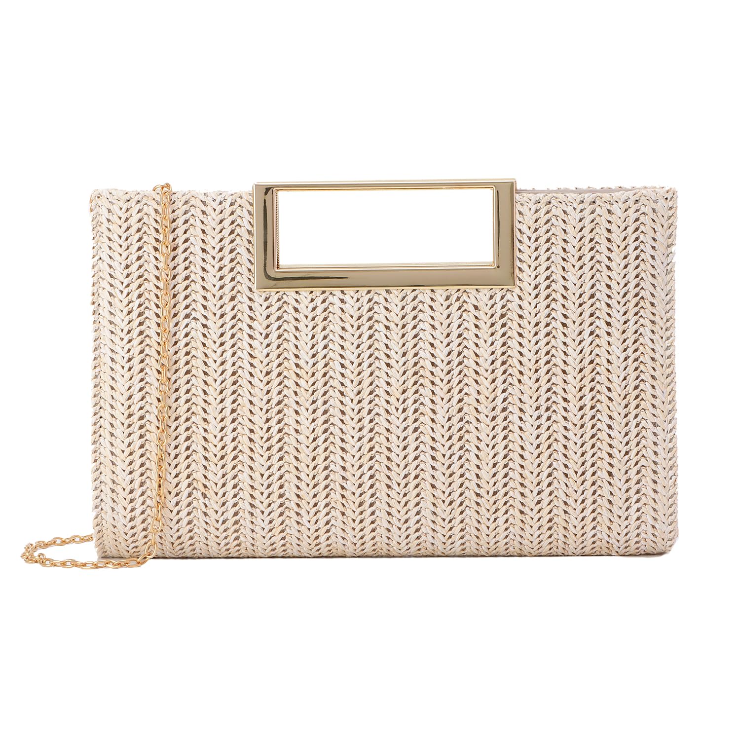 LHHMZ Top Handle Straw Clutch for Women Summer Clutch Straw Evening Bag Raffia Shoulder Bag Woven Beach Clutch